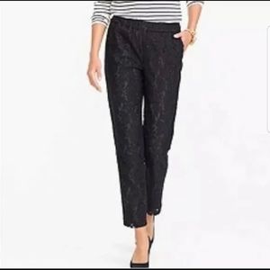 J Crew Classy Black Lace Lined Easy Pants w/ Pockets sz 8